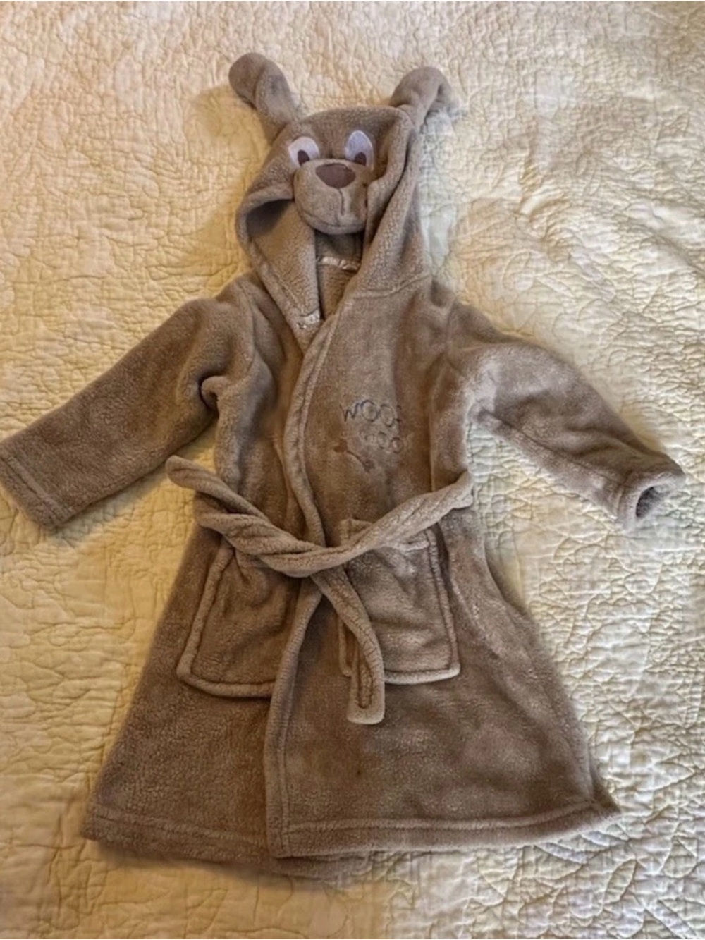 Children's Bear Hooded Bath Robe - Brown